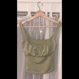 sage green ruched top